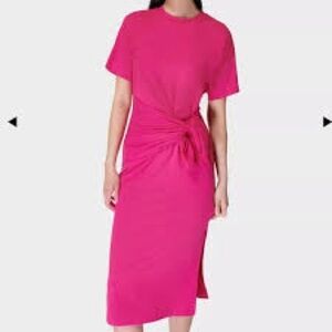 NWT Sweaty Betty Mellow Front Midi T-Shirt Dress Anthropology Pink Small